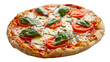 © Hammad - A classic margherita pizza featuring a thin crust, fresh basil leaves, bright tomato sauce, and melted mozzarella, transparent background