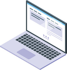 Poster - Modern 3d illustration of an isometric laptop with a blank screen, perfect for digital concepts