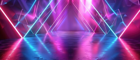 3d render ruby lavender mint color neon abstract background with glowing triangle lines ultraviolet light laser show wall reflection triangular shape-0990c06cf2f0.jpeg