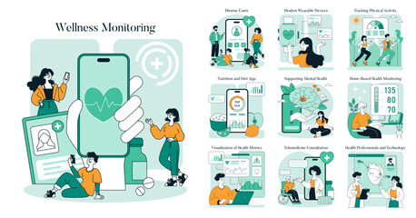 Wellness Monitoring. Flat Vector Illustration