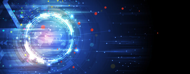 Poster - Technology abstract futuristic science background for internet business. Big data concept. Vector art.