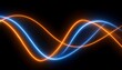 © Francesco - neon colored lines orange and blue moving strokes or lasers as curve wave on black background