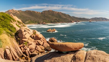 Wall Mural - panorama photo of punch bowl with focus on the rocks in the foreground