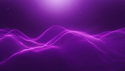 Wall Mural - digital purple particles wave and light abstract background with shining dots stars