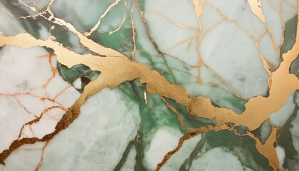 Wall Mural - beautiful background of green marble with the addition of gold generative ai