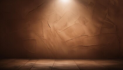 Wall Mural - brown venetian plaster wall background with spotlight