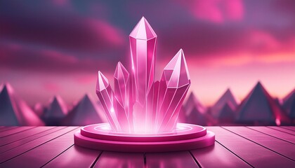 Wall Mural - luminous pink crystal display