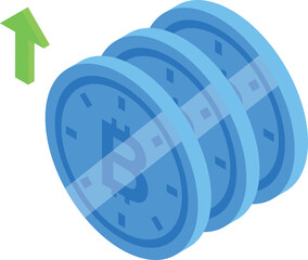 Poster - Isometric vector illustration of blue growth chart with arrow signifying upward business trend