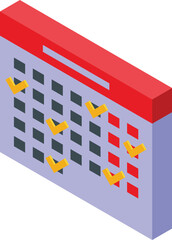 Poster - Colorful isometric rendering of a calendar with important dates highlighted