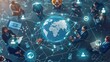 © sablengjago - Global business, Digital organization. Business team working with global network connection and data exchange, Teamwork, HR recruitment and global outsourcing