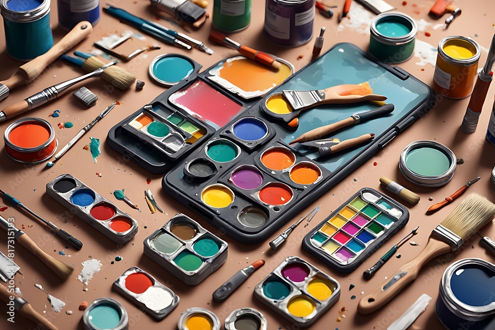 Tools for repair and restoration work. Equipment for painting redesign ...