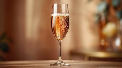 A yellow champagne glass with golden highlights isolated on a transparent background