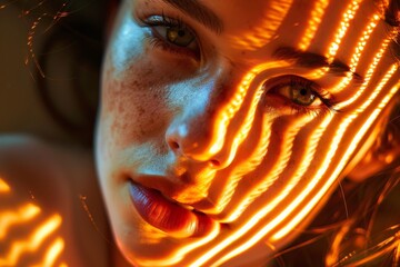 Poster - Striking display of orange and yellow bokeh light effects on a dark fiery background