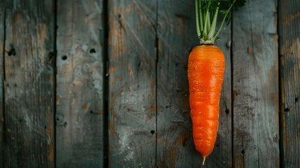 A carrot on a wooden background.