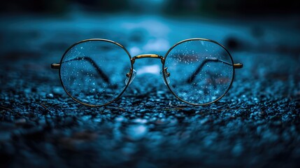 Wall Mural - glasses on city street lit up with lights at night