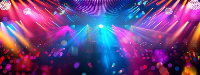 Wall Mural - A dynamic, dance club background with neon lights and abstract patterns.