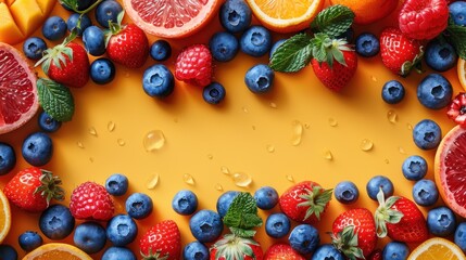 Wall Mural - illustration of summer fruits background