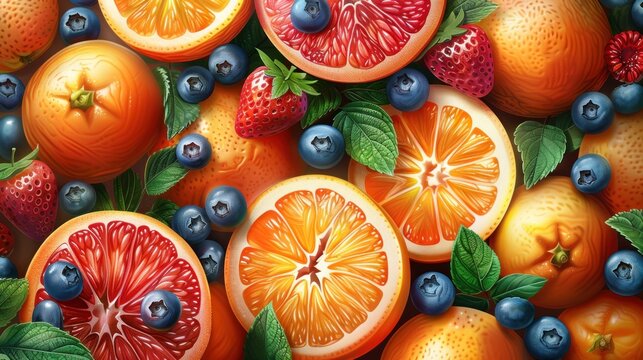 illustration of summer fruits background
