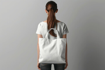 Wall Mural - Isolated blank white tote bag mockup, ideal for showcasing custom bag artwork or prints. Generative Ai.