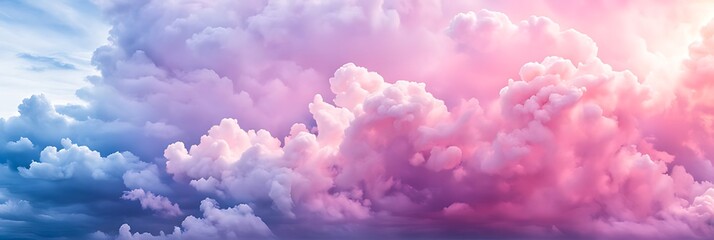 Wall Mural -  Beautiful cloudscape with blue sky and pink clouds, Pink clouds in the sky stage fluffy cotton candy ,summer paradise dreamy concept. 