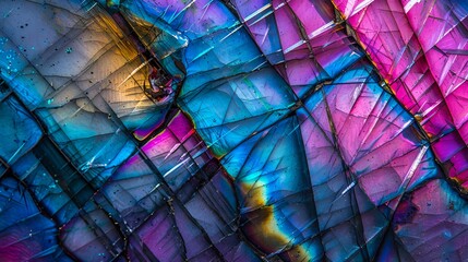 A close up of a colorful glass surface.