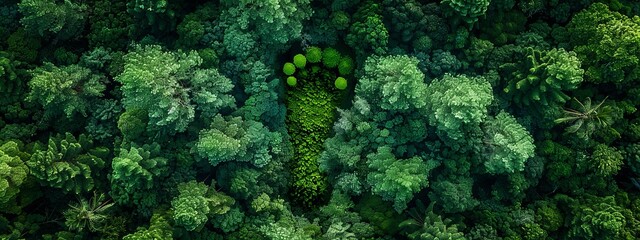 Wall Mural - a photo from above the forest capturing the shape of a CO2 footprint in the trees