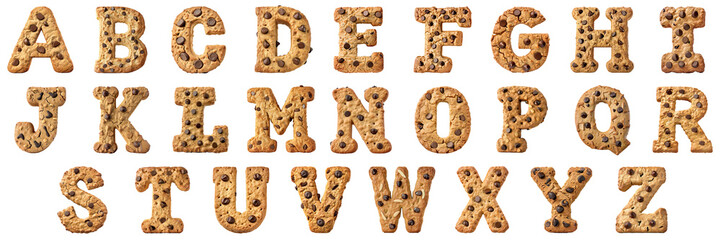 Poster - Set of English alphabet png mockup in 3d without backoground on biscuit shape.