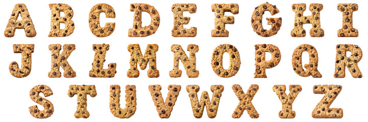 Poster - English character png collection set no background in cookie style for sample decoration.