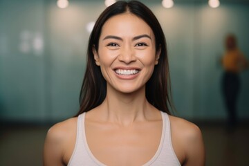 Wall Mural - portrait of female owner teaching pilates in fitness studio