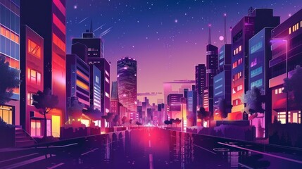illustration of beautiful landscape of a city in japan with train and buildings in high resolution