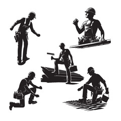 Wall Mural - silhouettes of ROOFER