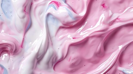 Wall Mural - Smooth background of fruit yogurt, cream smooth liquid flows paint-like texture. realistic