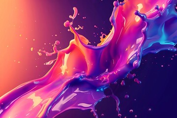 Poster - liquid splash explosion abstract dynamic shape in motion vibrant color gradient background digital art