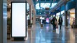 © furyon - vertical advertising billboard mockup with empty digital screen in modern shopping mall blank poster display stand