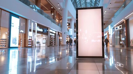 Canvas Print - vertical advertising billboard mockup with empty digital screen in modern shopping mall blank poster display stand