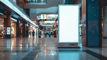 Poster - vertical blank billboard mockup in shopping mall advertising and promotion concept