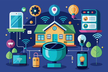 Aufkleber - A smart home with devices all around.