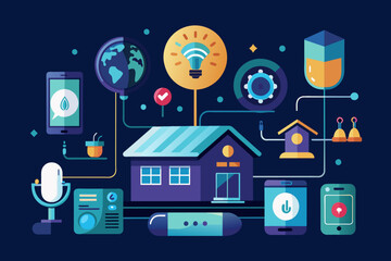 Aufkleber - A smart home with devices all around.