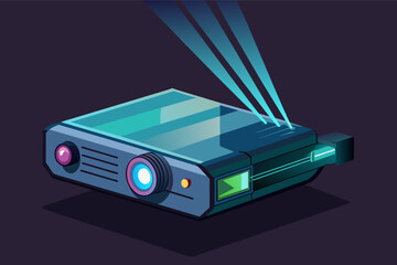 Aufkleber - An illustration of a projector emitting light.