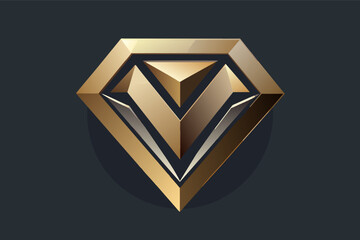 Poster - diamond logo on gold and black background, elegant and luxurious design.