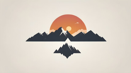 Wall Mural - Mountain themed logo symbol icon emblem, Generative AI