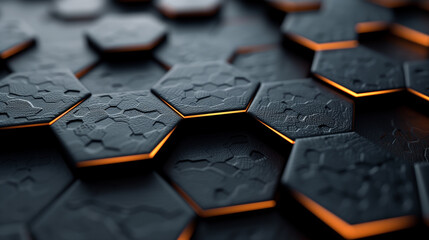 Poster - abstract background with black hexagons, 3d wallpaper, business background 