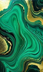 background green gold abstract texture marble pattern liquid ink paint. dark background green gold l