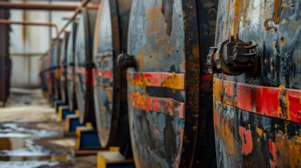 The extracted oil is then stored in large tanks awaiting transportation to refineries.