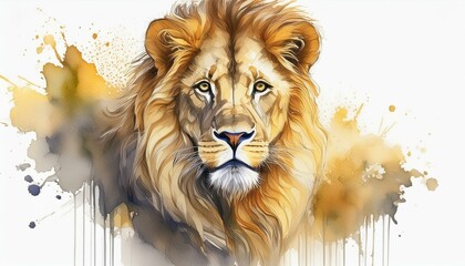 Poster - golden lion watercolor drawing, illustration for t shirt golden lion watercolor drawing, illustration for t shirt