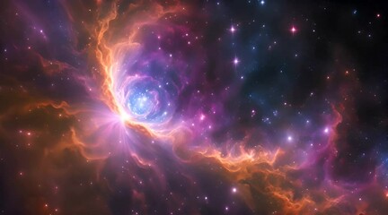Wall Mural - Mystical Deep Purple and Copper Abstract Fractal Universe Space Looping Background