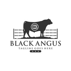 Wall Mural - Angus cattle vintage logo