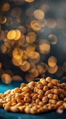 Wall Mural - gold peanut pile in simple blurred background, vertical wallpaper

