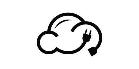 Wall Mural - logo design combination of clouds and plug cables, electricity, internet, data, logo design icon, symbol, vector, creative idea.