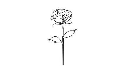 Wall Mural - Flower drawing mono line. Continuous line icon on white background. template